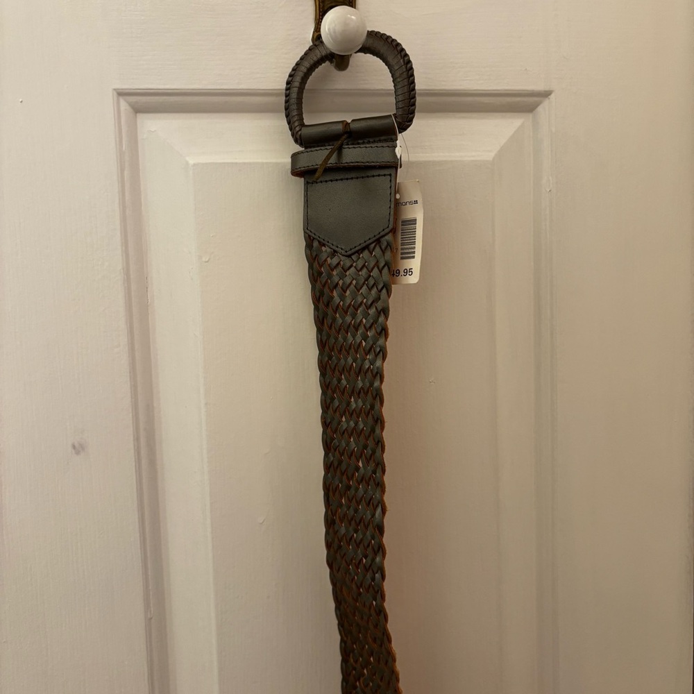 Portmans Grey Braided Leather Wide Belt